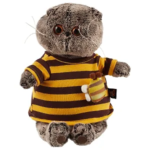 Игрушка мягкая Budi Basa, Басик в полосатой футболке с пчелой 19см Ks19-092