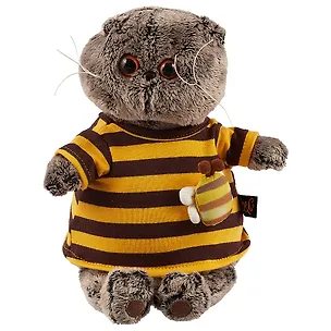 Игрушка мягкая Budi Basa, Басик в полосатой футболке с пчелой 19см Ks19-092 2698215
