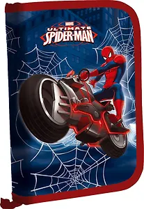 Пенал школьный 1отд. "Spider-man" 20,5*14*3,5см, ламин., печать по фольге, конгрев, крепление для канц.принадл., синий, Disney