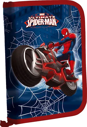Пенал школьный 1отд. "Spider-man" 20,5*14*3,5см, ламин., печать по фольге, конгрев, крепление для канц.принадл., синий, Disney 229196