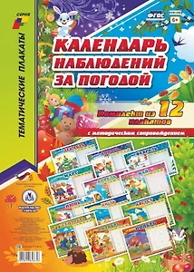 Комплект из 12-ти плакатов "Календарь наблюдений за погодой" с методическим сопровождением. ФГОС. ФООП