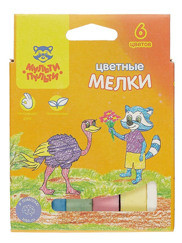 Мелки цветные 06цв "Енот в Австралии" квадратные, к/к, подвес 3037787 — 1