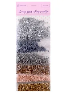 Бисер круглый размер 12/0 "Серебро, золото, бронза и чёрный" 6 цветов х 10 грамм