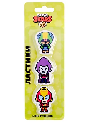 Ластики 3 штуки "Brawl Stars. Леон, Мортис, Макс" фигурные, блистер 2905424