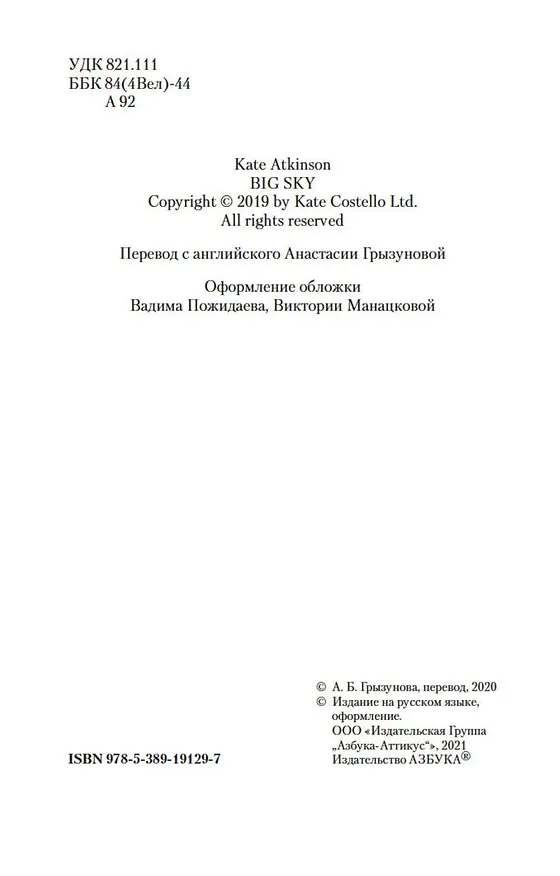 Книга Большое небо (Кейт Аткинсон) — 6