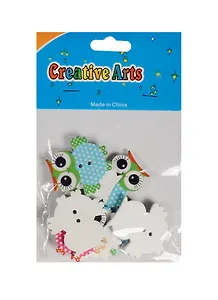 Пуговицы деревянные Совы с ресницами (3,5см) (8шт) (пакет) (11-24067-L39)