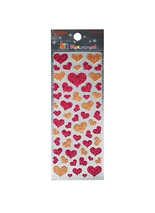 Наклейка декоративная мерцающая Сердца (200х74) (Наклей-ка) (упаковка)