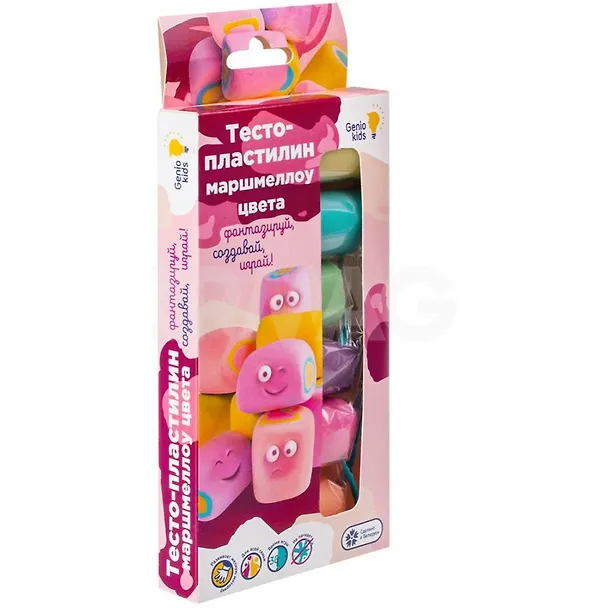 Набор для детской лепки ТМ GENIO KIDS-ART Тесто-пластилин 6 цветов Зефирные цвета (ТА1089) (180г) 2861848 — 2