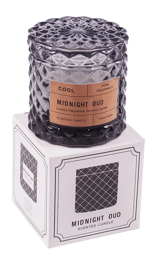 Свеча ароматическая в стакане с крышкой Midnight Oud (50г) (коробка) (12-EDENG-202505-HD15) 3111190 — 2