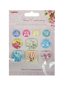 Акриловые украшения Камушки со стикером Цветочная вышивка (SCB53000007) (10шт.) (упаковка)
