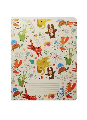 Тетрадь в клетку Academy Style, "Город животных", 12 листов, в ассортименте 240819