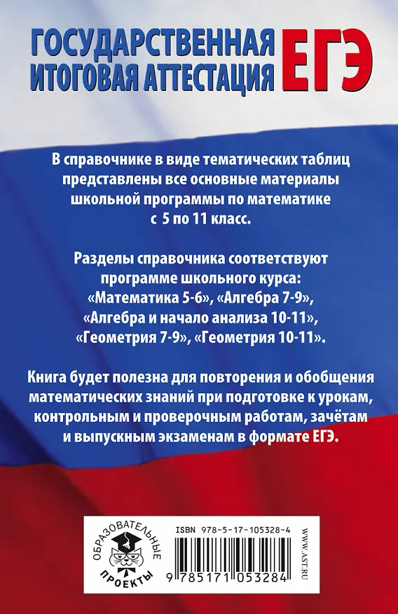 Книга ЕГЭ. Математика в таблицах : 10-11 классы () — 2