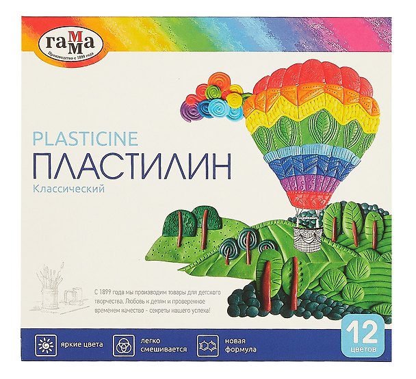 Пластилин «Классический», 12 цветов, 240 г, ГАММА 249168 — 1