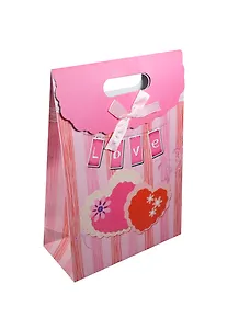 Пакет подарочный бумажный А5 19*8,5*27 "Два сердца" на липучке, мат. ламинат, выруб. ручка, M