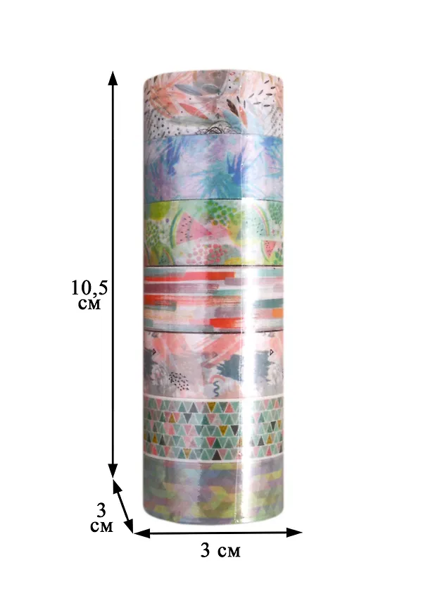Клейкие WASHI-ленты д/декора Микс №1, 15мм*3м, 7цв, рисовая бумага, ОСТРОВ СОКРОВИЩ, 661709 2811388 — 6