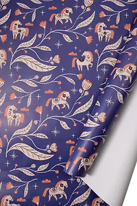 Бумага упаковочная 70*100см "Lucky"синий, НГ,инд.уп.