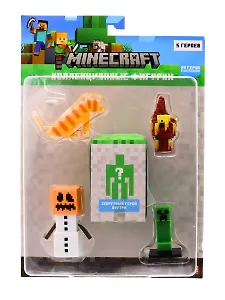 Коллекционные фигурки Minecraft Снежный голем,Ифрит,Зелёный крипер,Кот,Скрытый персонаж (MC2040D)