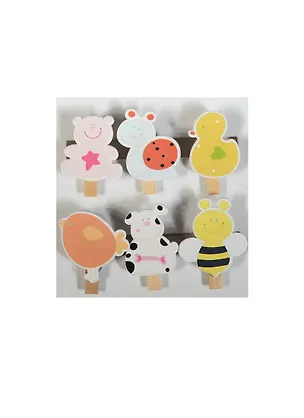 Набор Прищепки детские декор Веселые друзья (125095) (6шт) (упаковка) 2420363