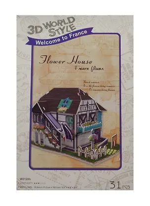 Конструктор 3D Здания Франция Flower House (W3120h) (11069002) (31 дет.) (16,5х11,2х10,5см) (3 2475934