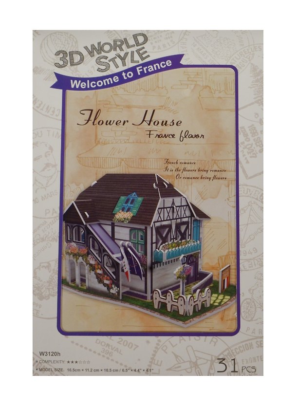 Конструктор 3D Здания Франция Flower House (W3120h) (11069002) (31 дет.) (16,5х11,2х10,5см) (3 2475934 — 1