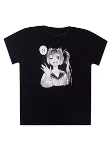Футболка Аниме Девушка с ушками (Сёдзё) (черная) (текстиль) (размер S)