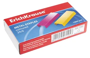 Скобы №24/6 1000шт цветные, к/к, ERICH KRAUSE 201404