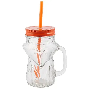 Банка с ручкой и крышкой для коктейлей в форме лисы (стекло) (350 мл) (12-16956-MK-89017)