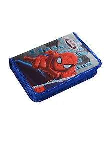 Пенал школьный 1отд. "Spider-man" 20,5*14*3,5см, ламин., печать по фольге, конгрев, крепление для канц.принадл., голубой, Disney