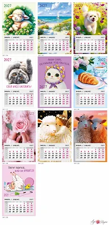 Календарь 2027г 95*145 "Ассорти 3" на магните 3170503