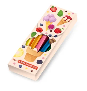 Пластиковый пенал с фломастерами 24 штуки "Рожок мороженого" 2909731