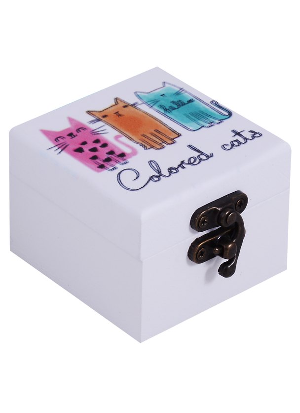 Шкатулка с зеркалом Colored cats (6,5х6,5х5) (дерево) 2627321 — 1