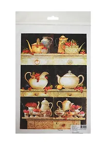 Рисовая карта для декупажа Натюрморт с посудой (АМ400010) (21х29см) (упаковка)