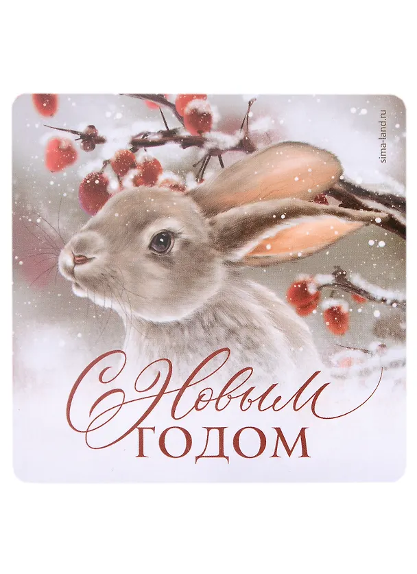 Магнит новогодний Кролик С новым годом (пластик) (8х8) (7673240) 2950784 — 1