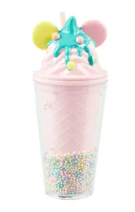 Стакан Мороженое Ушки круглые Котик-русалка (пластик) (480мл) (12-CHOUWU-YW531)