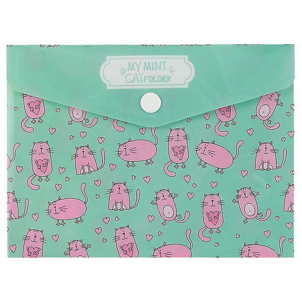 Папка -конверт «My cat in mint» А6 на кнопке 247998 — 1