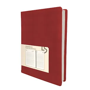 Ежедневник недат. А5 136л "MAPLE" красный, 7Б, иск.кожа, обл.поролон, тв.переплет, тонир.блок, скругл.углы, ляссе, инд.уп 3114921