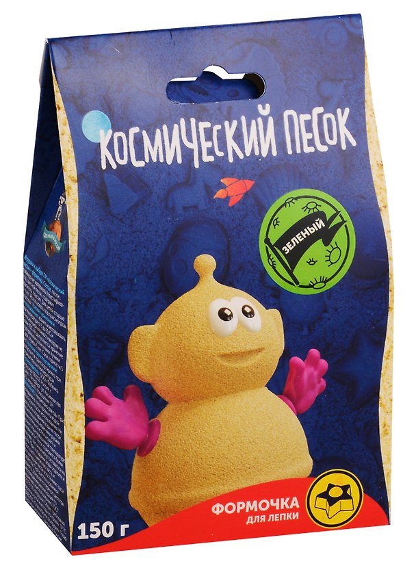 Игрушки в наборе ТМ Космический песок зелёный + формочка 150 г. Пакет. 2791905 — 1