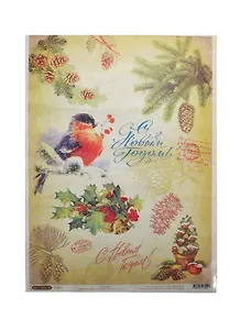 Рисовая бумага для декупажа Craft Premier, 28,2х38,4см. Снегирь