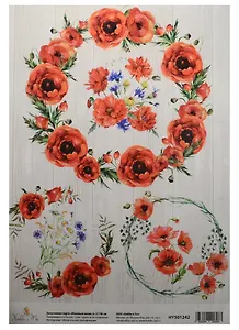Декупажная карта Маковый венок 2 (HY501242) (21х30см)