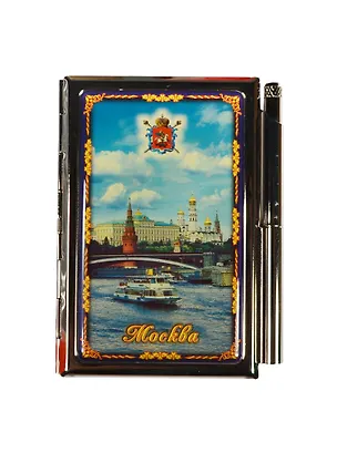 Блокнот металлический "Москва. Панорама" с ручкой (04-17) (АКМ) 2374605