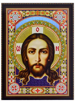 Алмазная мозаика на подрамнике Икона Спаса Нерукотворного (BH23) (30х40см) (c част.зап.) (блест.) 2860155