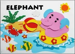 Объемная аппликация из мягкого пластика Слоненок купается (YH0973/1) (упаковка)