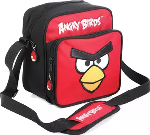 Сумка молодежная "ANGRY BIRDS" 20*19*10см, полиэстер, ремень через плечо, карман, черная с красным, Angry Birds — 230522 — 1