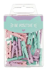 Зажимы для бумаг 30шт "Прищепки" цветные, пастель, пласт/уп