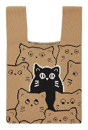 Сумочка вязаная Котики паттерн (текстиль) (20х33) (12-15525-202405-SH2) 3047339