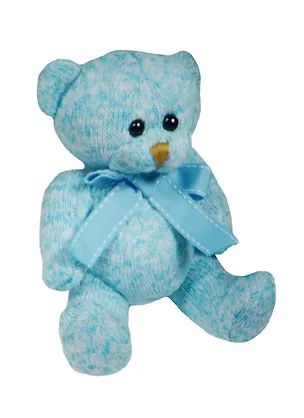 Мишка вязаный с бантиком, голубой (15-01649-7) 2493782