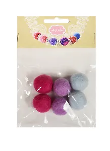 Набор бусин валяных из шерсти (2 см) (6 шт) (гол., сир., мал.) (14-00941-J1)