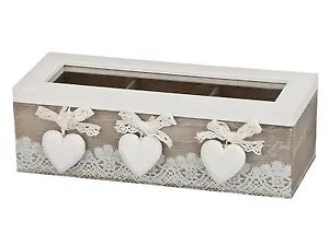 Шкатулка для чая с 3-мя секциями Прованс старинное кружево (23х9х7,8) (222-199)