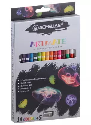 Карандаши цветные Aсmeliae, Artmate, двухсторонние 15 цветов с точилкой — 2976447 — 1