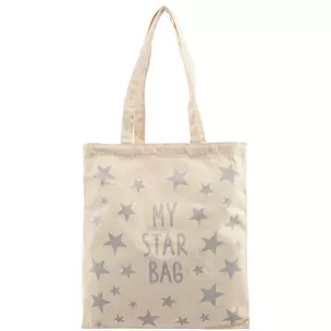 Сумка-шоппер My star bag бежевая, текстиль, глиттер-серебро, 40*32/35см СК2020-36 — 2778240 — 1